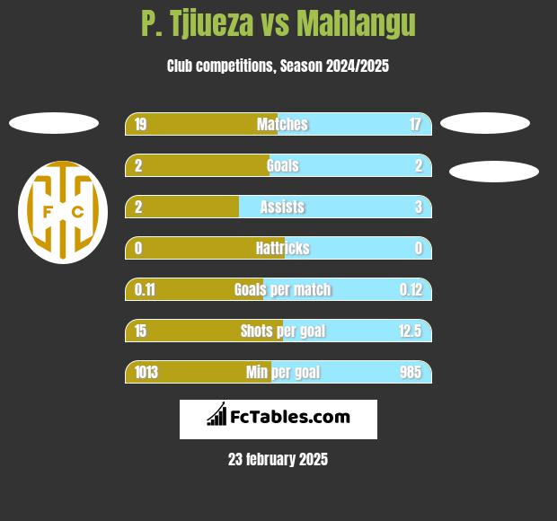 P. Tjiueza vs Mahlangu h2h player stats