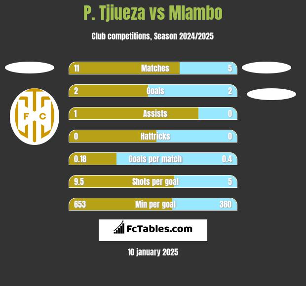 P. Tjiueza vs Mlambo h2h player stats