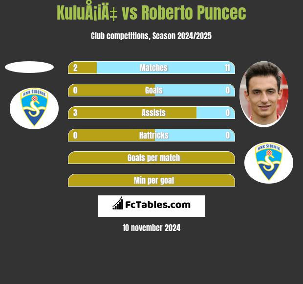 KuluÅ¡iÄ‡ vs Roberto Puncec h2h player stats