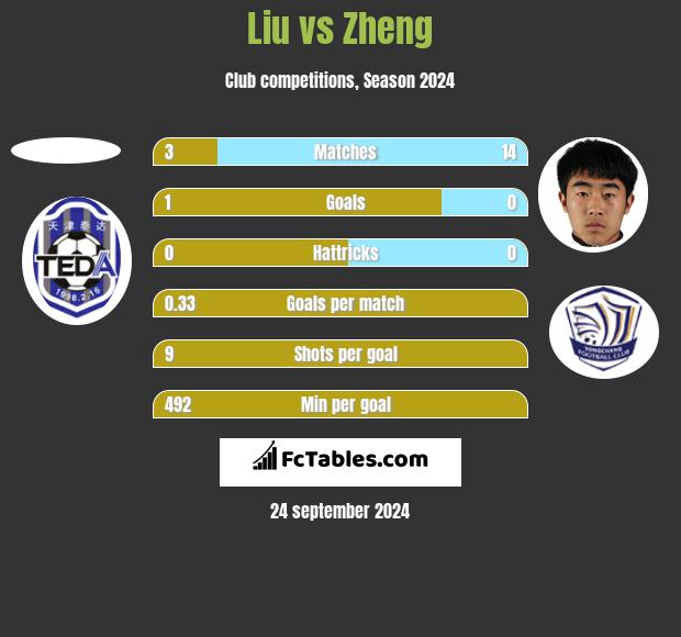 Liu vs Zheng h2h player stats