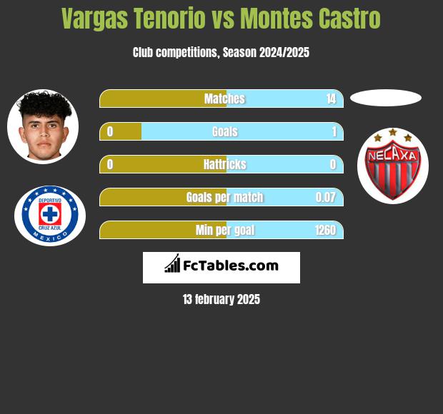 Vargas Tenorio vs Montes Castro h2h player stats