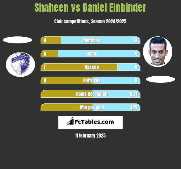 Shaheen vs Daniel Einbinder h2h player stats