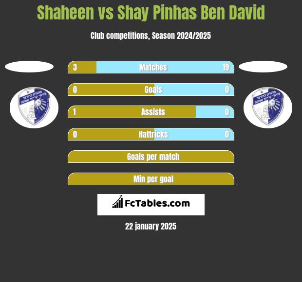 Shaheen vs Shay Pinhas Ben David h2h player stats