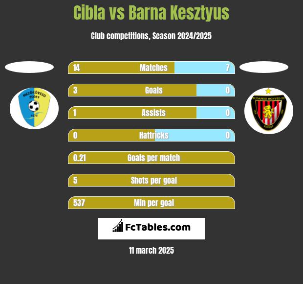 Cibla vs Barna Kesztyus h2h player stats