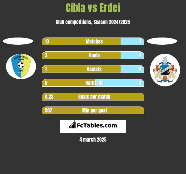 Cibla vs Erdei h2h player stats