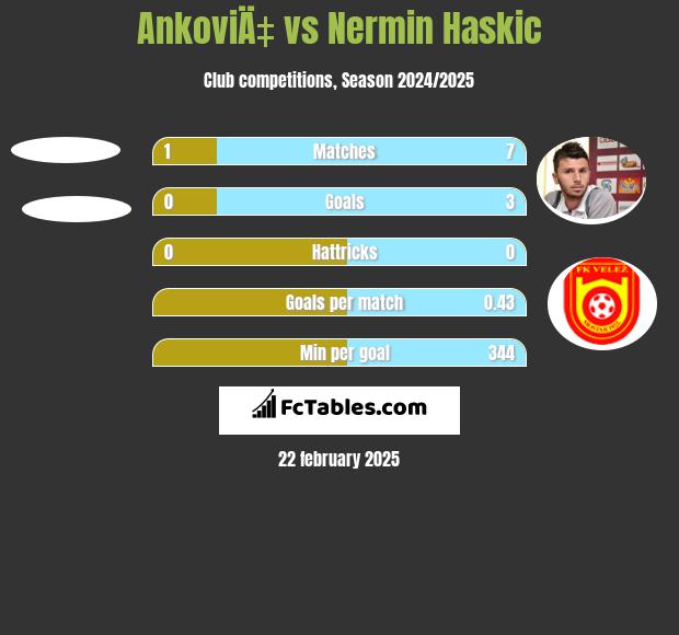 AnkoviÄ‡ vs Nermin Haskic h2h player stats