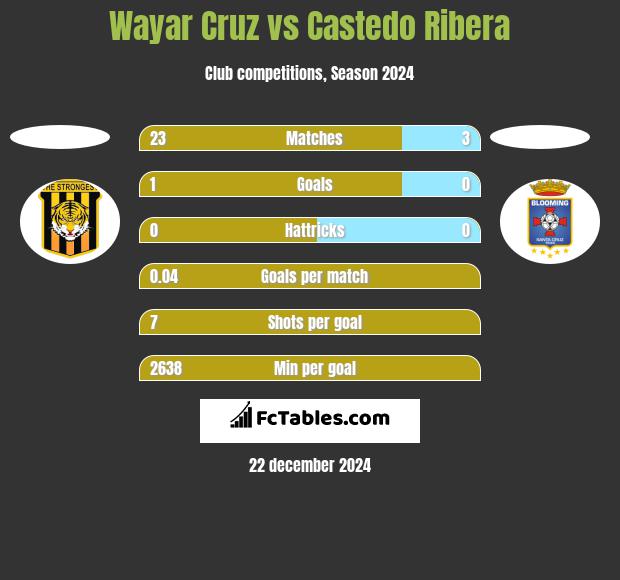 Wayar Cruz vs Castedo Ribera h2h player stats