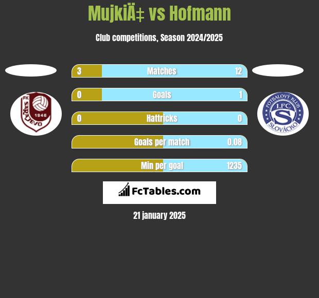 MujkiÄ‡ vs Hofmann h2h player stats