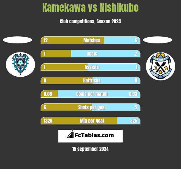 Kamekawa vs Nishikubo h2h player stats