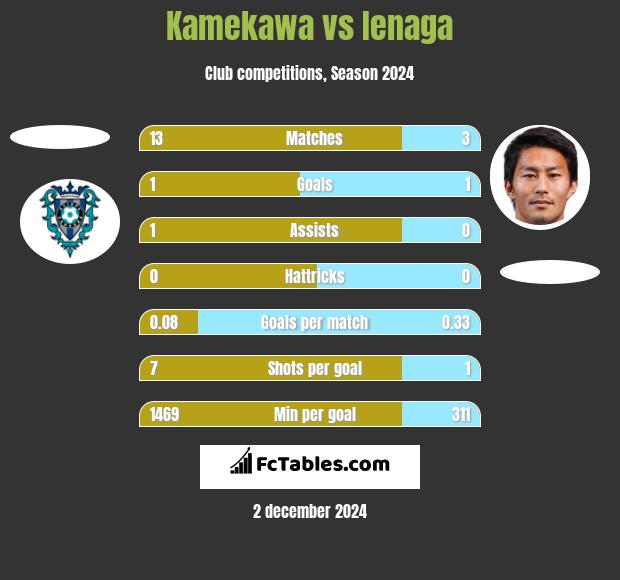 Kamekawa vs Ienaga h2h player stats