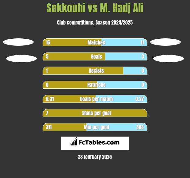 Sekkouhi vs M. Hadj Ali h2h player stats