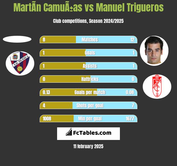 MartÃ­n CamuÃ±as vs Manuel Trigueros h2h player stats