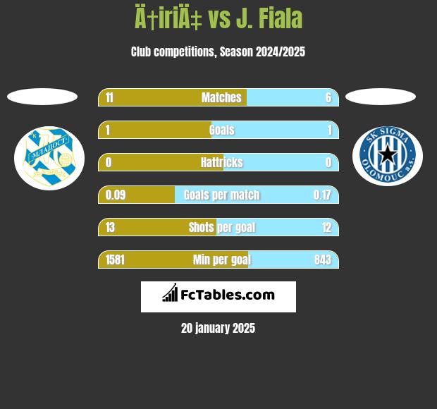 Ä†iriÄ‡ vs J. Fiala h2h player stats