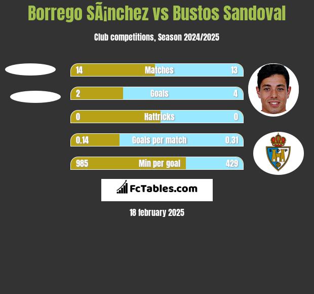 Borrego SÃ¡nchez vs Bustos Sandoval h2h player stats