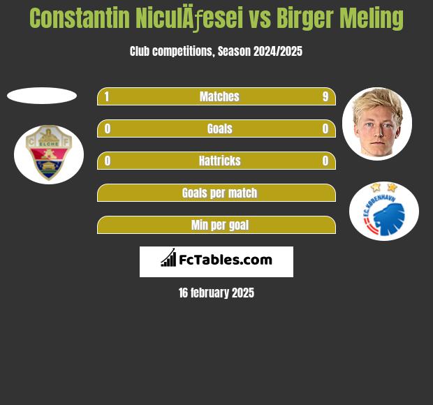 Constantin NiculÄƒesei vs Birger Meling h2h player stats