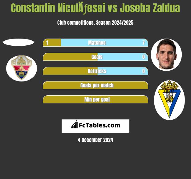 Constantin NiculÄƒesei vs Joseba Zaldua h2h player stats