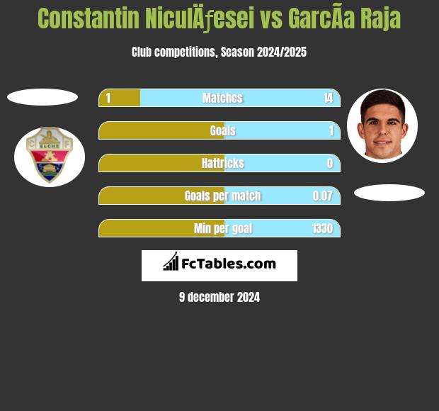 Constantin NiculÄƒesei vs GarcÃ­a Raja h2h player stats