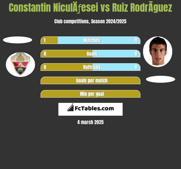 Constantin NiculÄƒesei vs Ruiz RodrÃ­guez h2h player stats