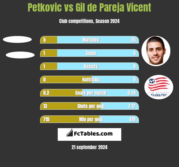 Petkovic vs Gil de Pareja Vicent h2h player stats