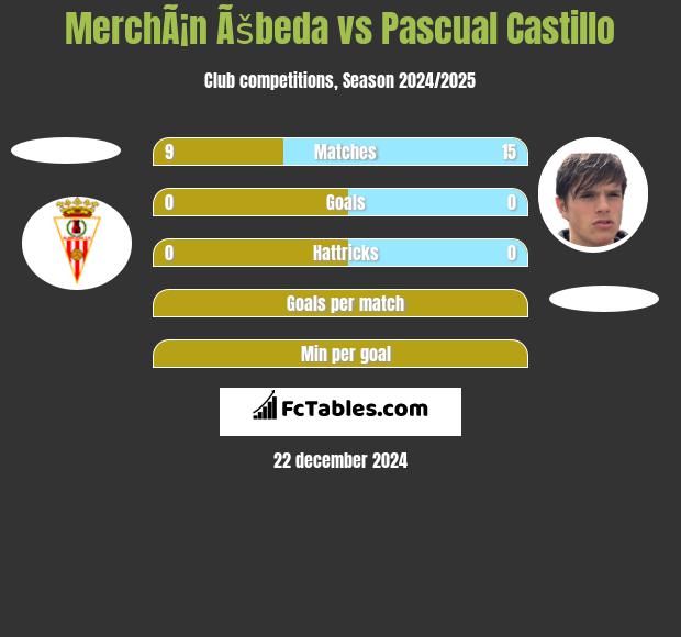 MerchÃ¡n Ãšbeda vs Pascual Castillo h2h player stats