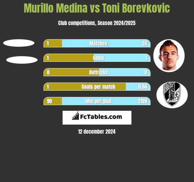 Murillo Medina vs Toni Borevkovic h2h player stats