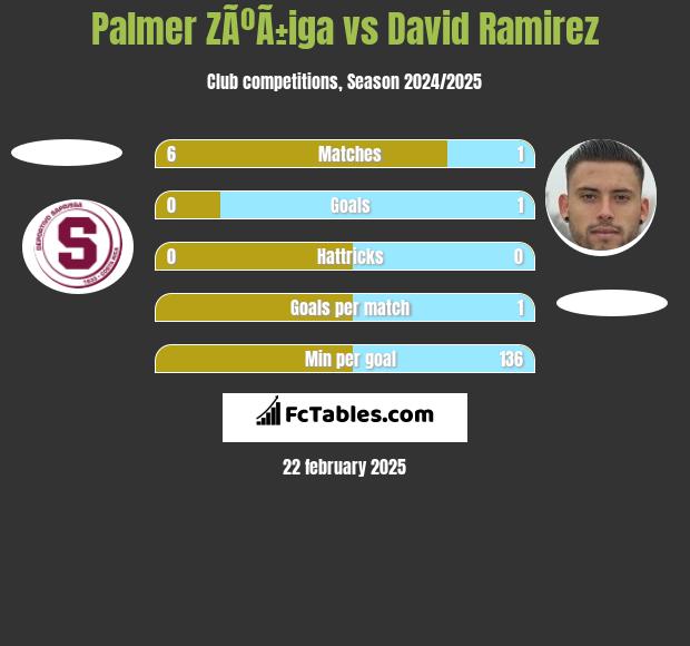 Palmer ZÃºÃ±iga vs David Ramirez h2h player stats