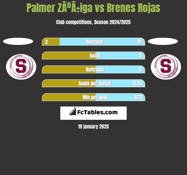 Palmer ZÃºÃ±iga vs Brenes Rojas h2h player stats