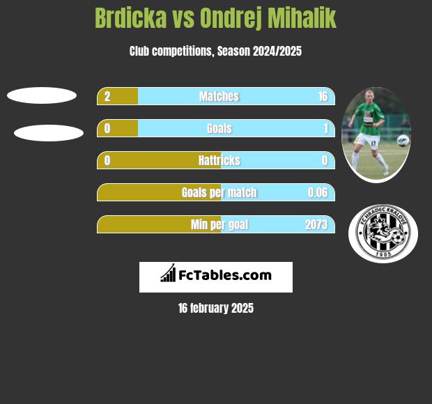 Brdicka vs Ondrej Mihalik h2h player stats