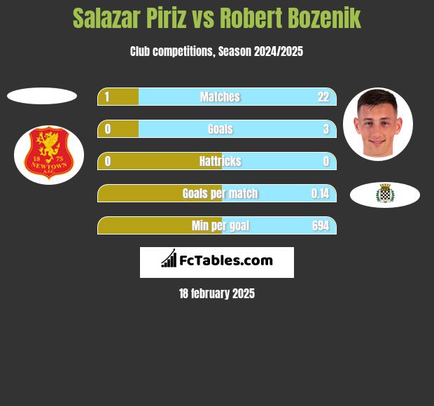 Salazar Piriz vs Robert Bozenik h2h player stats