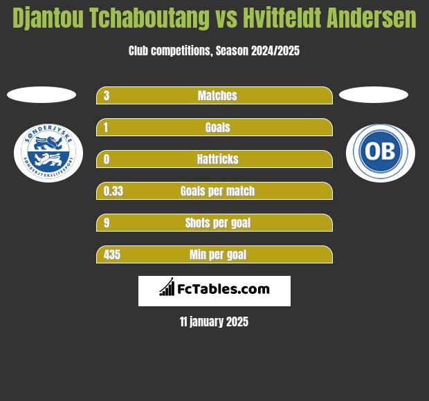 Djantou Tchaboutang vs Hvitfeldt Andersen h2h player stats