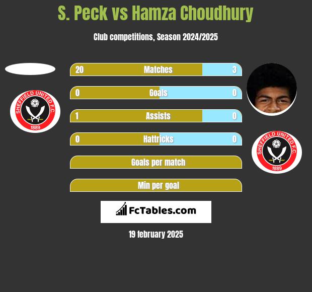 S. Peck vs Hamza Choudhury h2h player stats