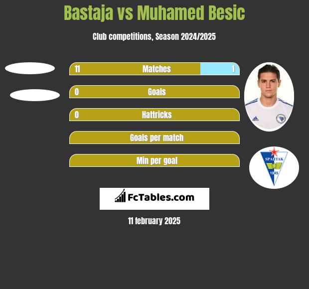 Bastaja vs Muhamed Besić h2h player stats