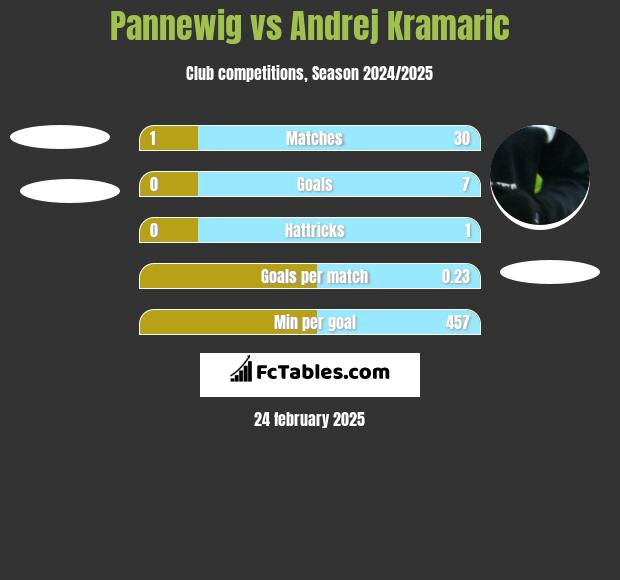 Pannewig vs Andrej Kramaric h2h player stats