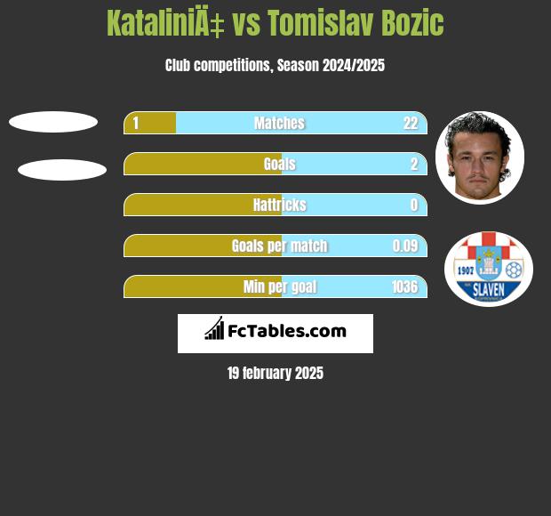 KataliniÄ‡ vs Tomislav Bożić h2h player stats