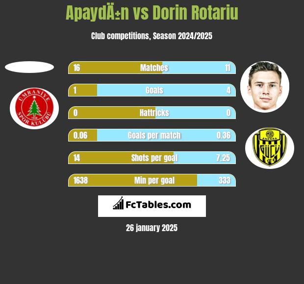 ApaydÄ±n vs Dorin Rotariu h2h player stats