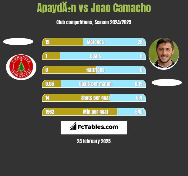 ApaydÄ±n vs Joao Camacho h2h player stats