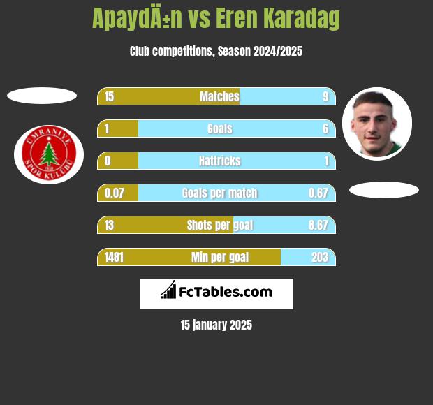 ApaydÄ±n vs Eren Karadag h2h player stats