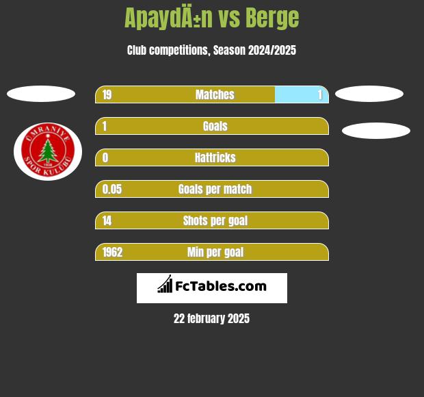 ApaydÄ±n vs Berge h2h player stats