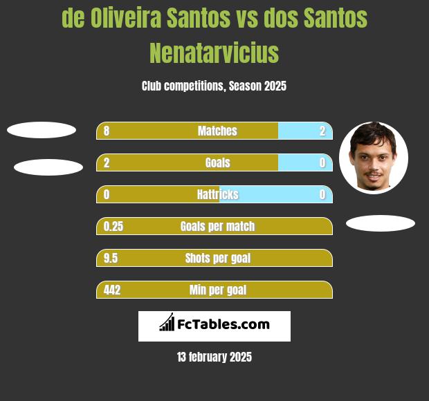 de Oliveira Santos vs dos Santos Nenatarvicius h2h player stats