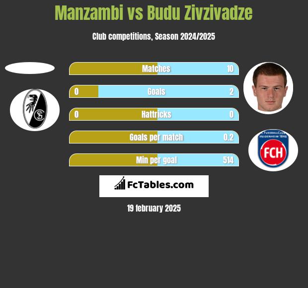 Manzambi vs Budu Zivzivadze h2h player stats