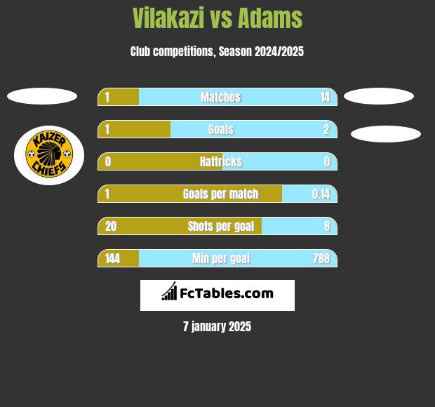 Vilakazi vs Adams h2h player stats