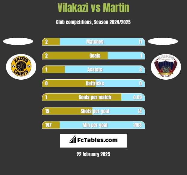 Vilakazi vs Martin h2h player stats