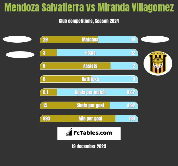 Mendoza Salvatierra vs Miranda Villagomez h2h player stats