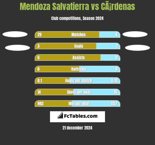 Mendoza Salvatierra vs CÃ¡rdenas h2h player stats