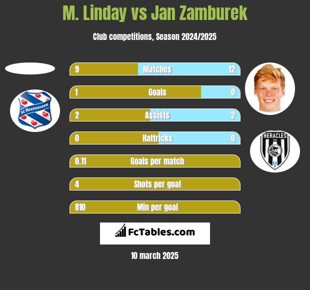 M. Linday vs Jan Zamburek h2h player stats