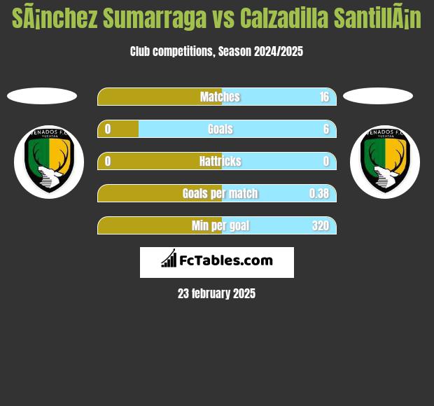 SÃ¡nchez Sumarraga vs Calzadilla SantillÃ¡n h2h player stats