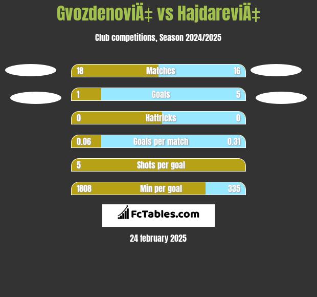 GvozdenoviÄ‡ vs HajdareviÄ‡ h2h player stats