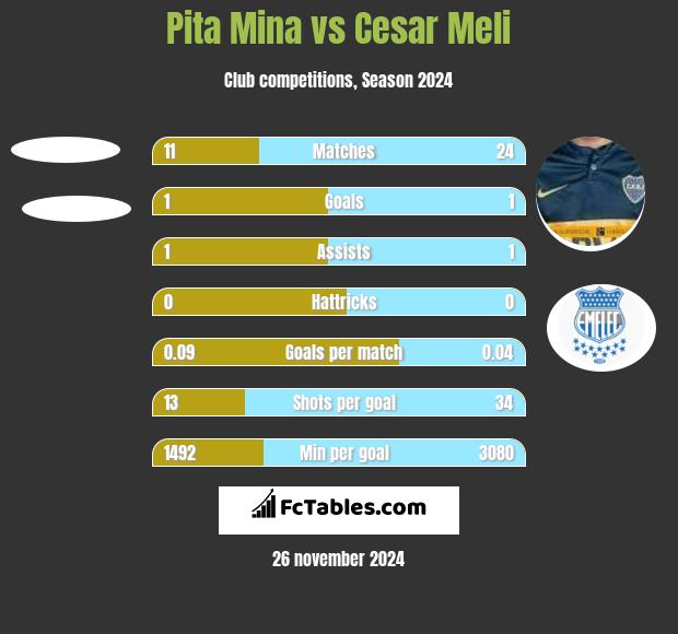 Pita Mina vs Cesar Meli h2h player stats