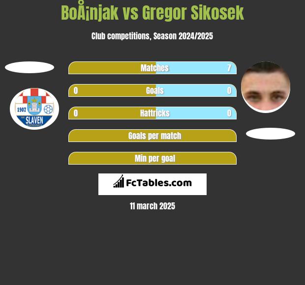 BoÅ¡njak vs Gregor Sikosek h2h player stats