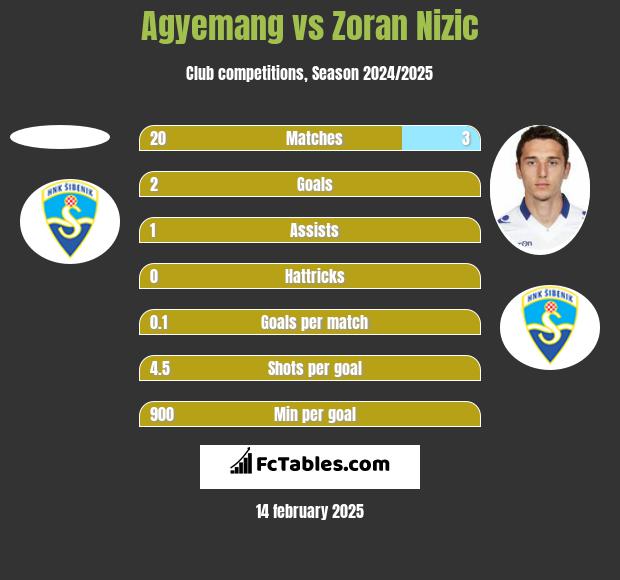 Agyemang vs Zoran Nizic h2h player stats